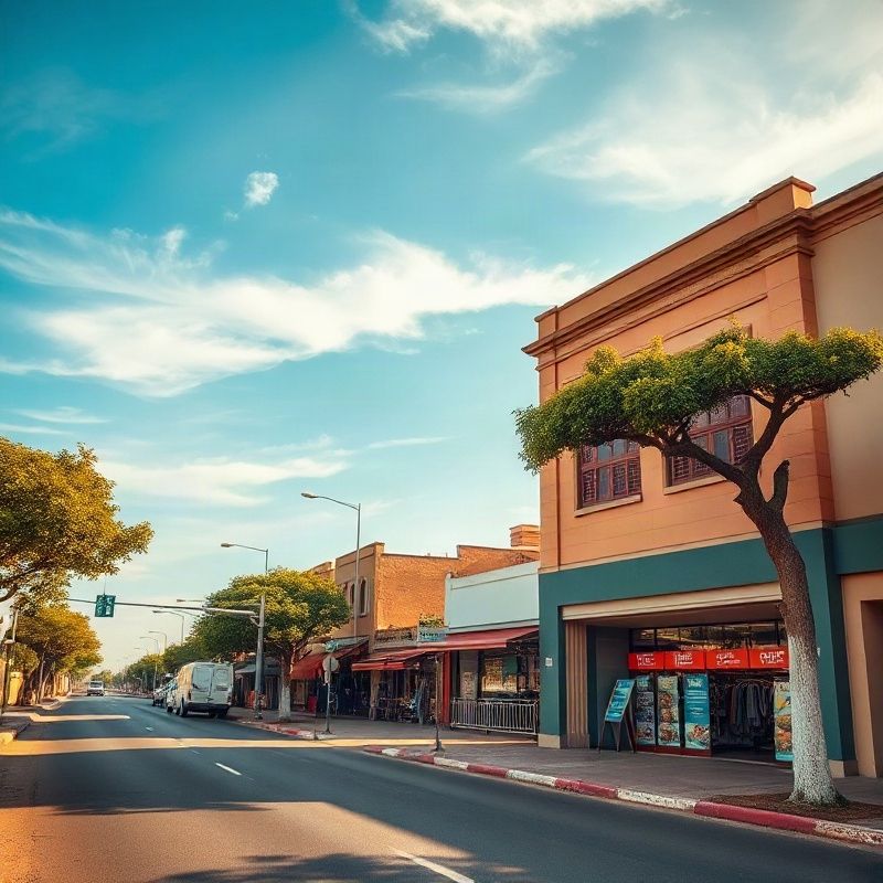 Commercial frontage plot on a Kenyan town avenue under azure sky